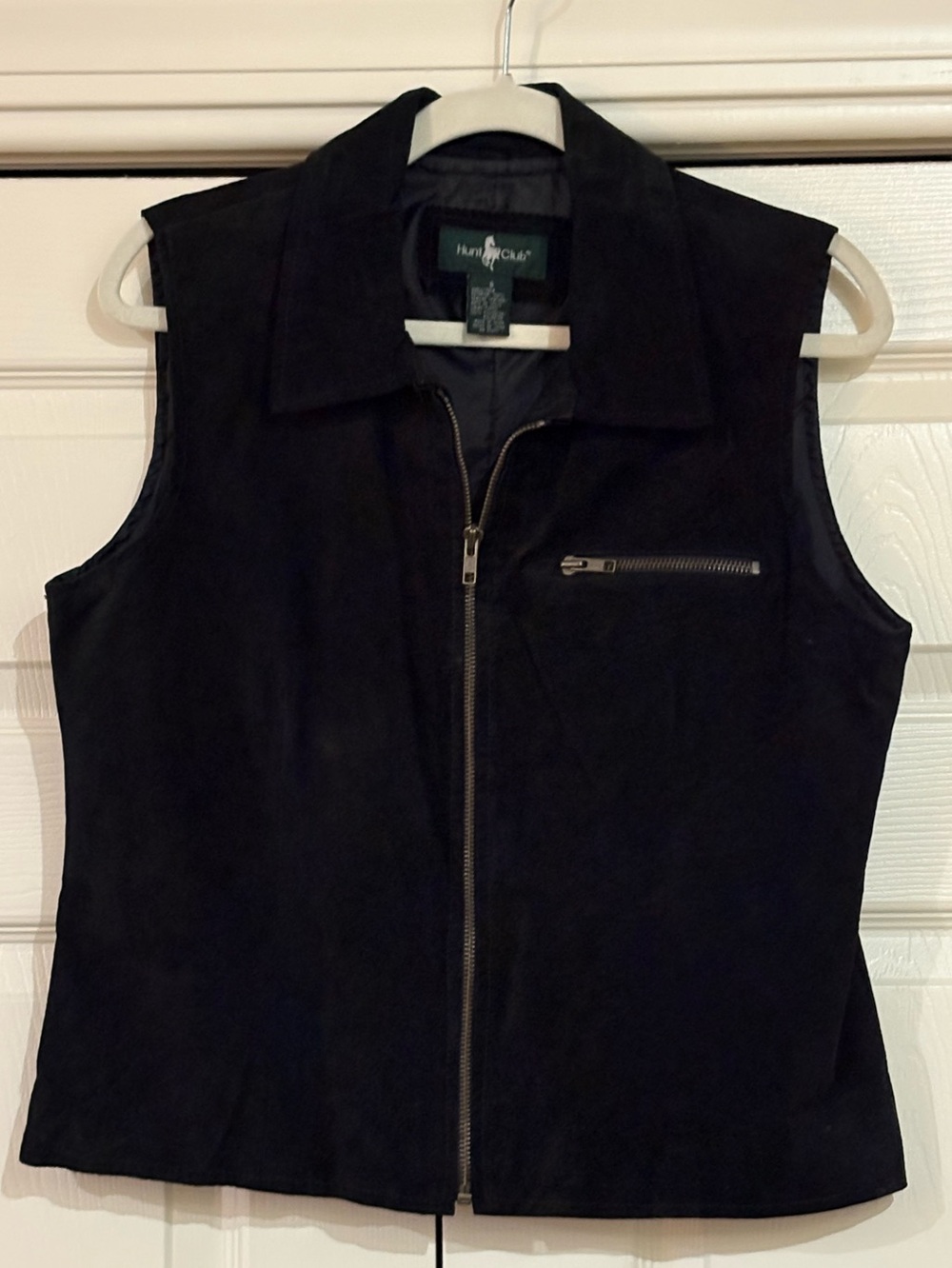 Hunt Club Women's Black Suede Zip Front Vest